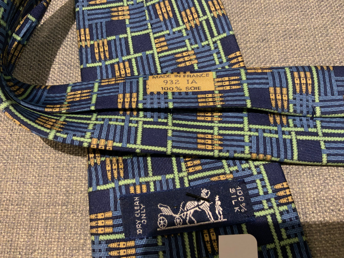 Hermès HERMES Paris Tie 32 IA Navy Blue Belt Links Suspenders Neck Tie men