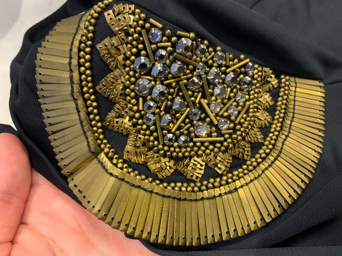 Emilio Pucci MOST WANTED Black Embellished Epaulettes Dress I 44 UK 12 US 10 ladies
