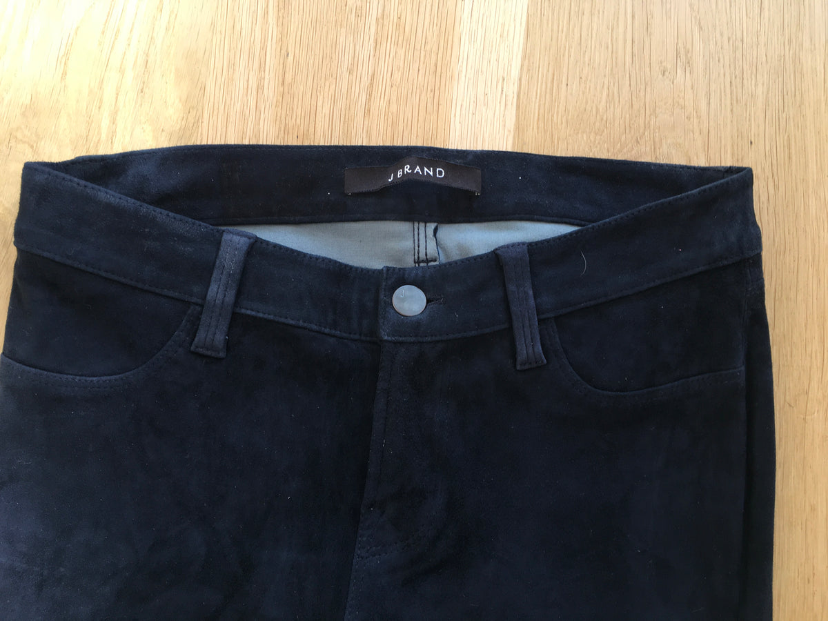 J BRAND Suede Super Skinny Pants Navy Blue Size 26 ladies