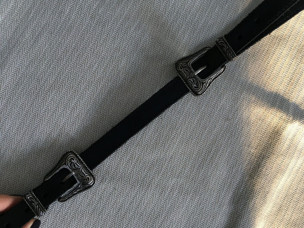 SAINT LAURENT PARIS Double Buckle Western Belt MOST WANTED Ladies
