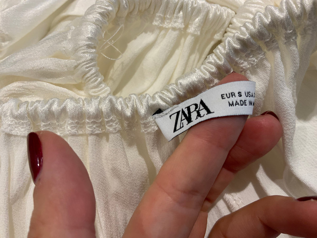 ZARA satin white cropped top Size S small MOST WANTED ladies