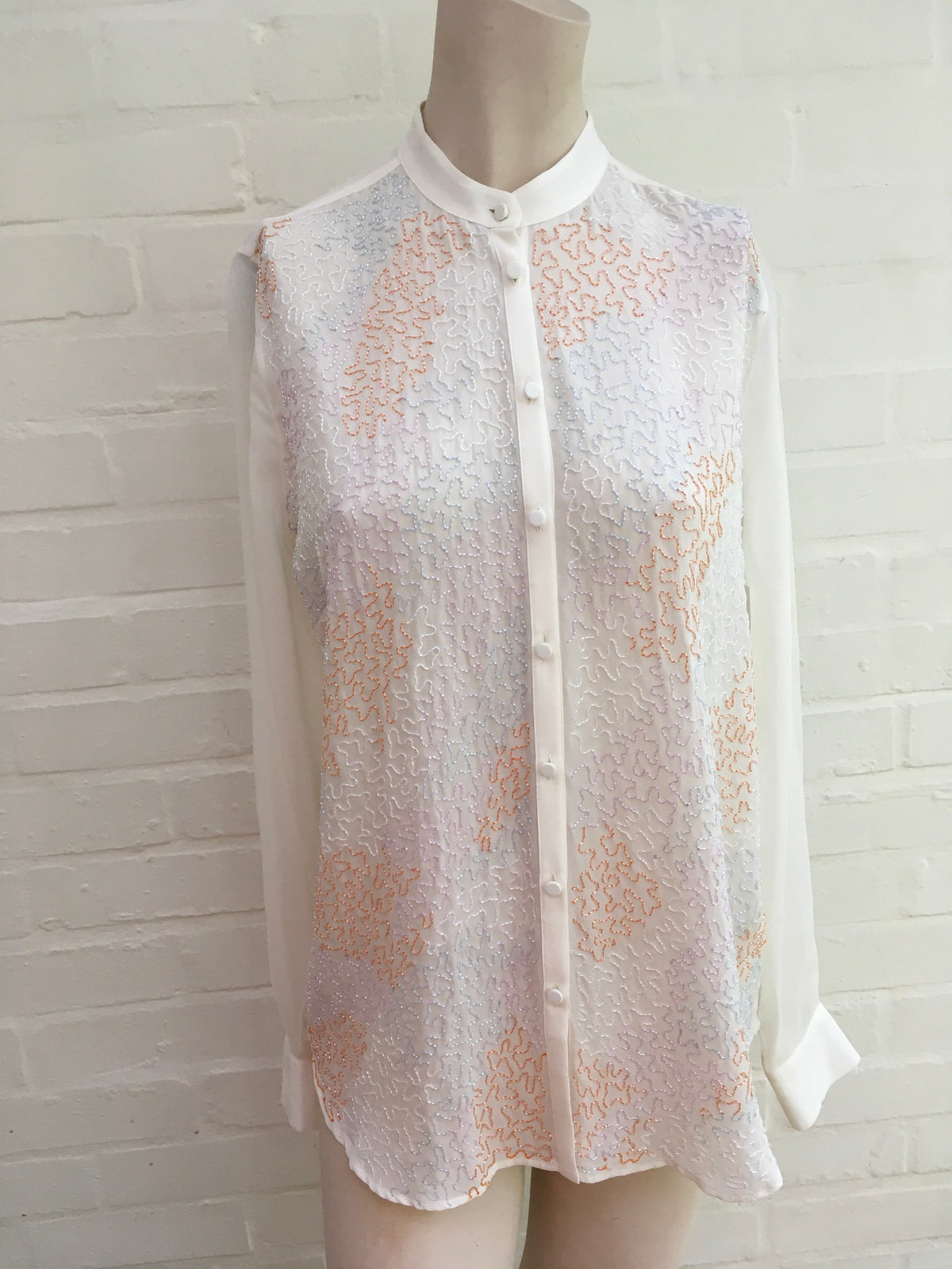 MARY KATRANTZOU Mika Silk Embellished Blouse US 2 UK 6 I 38 ladies