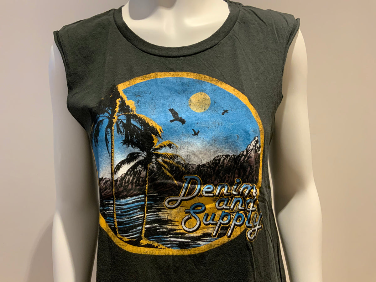 Denim & Supply By Ralph Lauren Palm Rock T-Shirt SIZE S small ladies