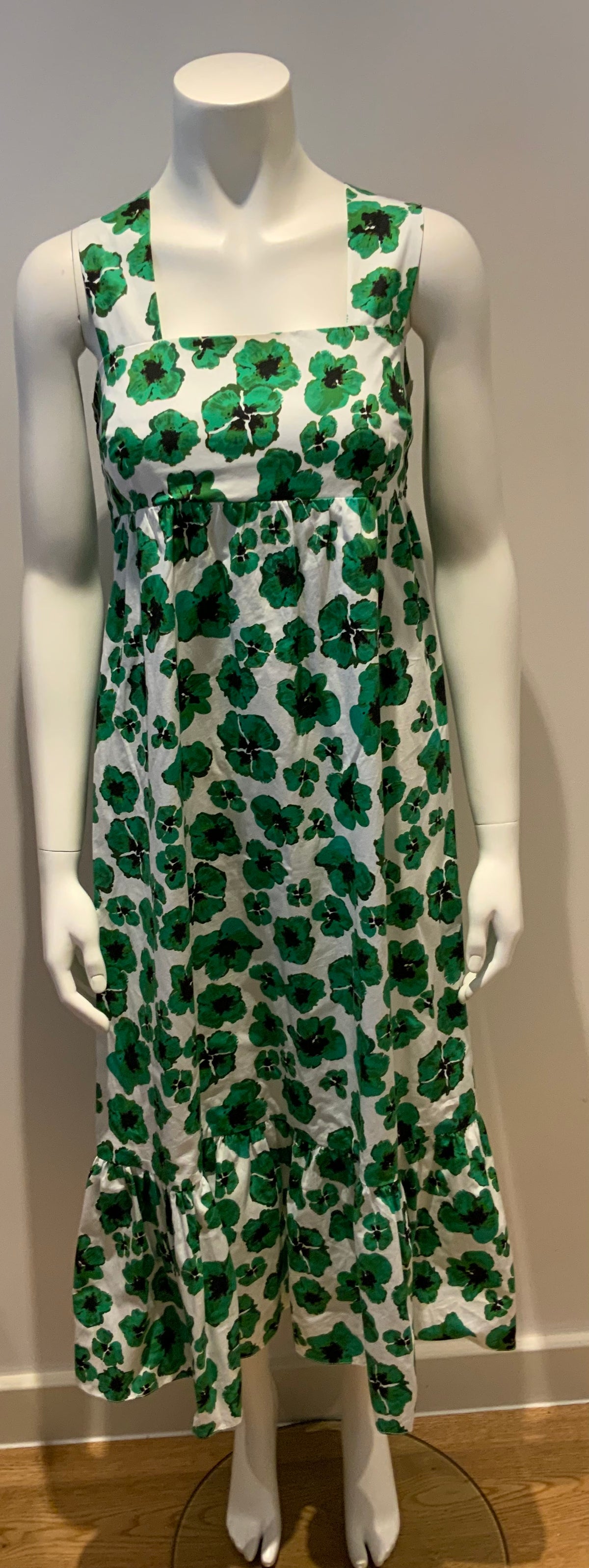 Borgo De Nor Green Mila Cotton Poplin Midi Dress Size UK 12 US 8 ladies