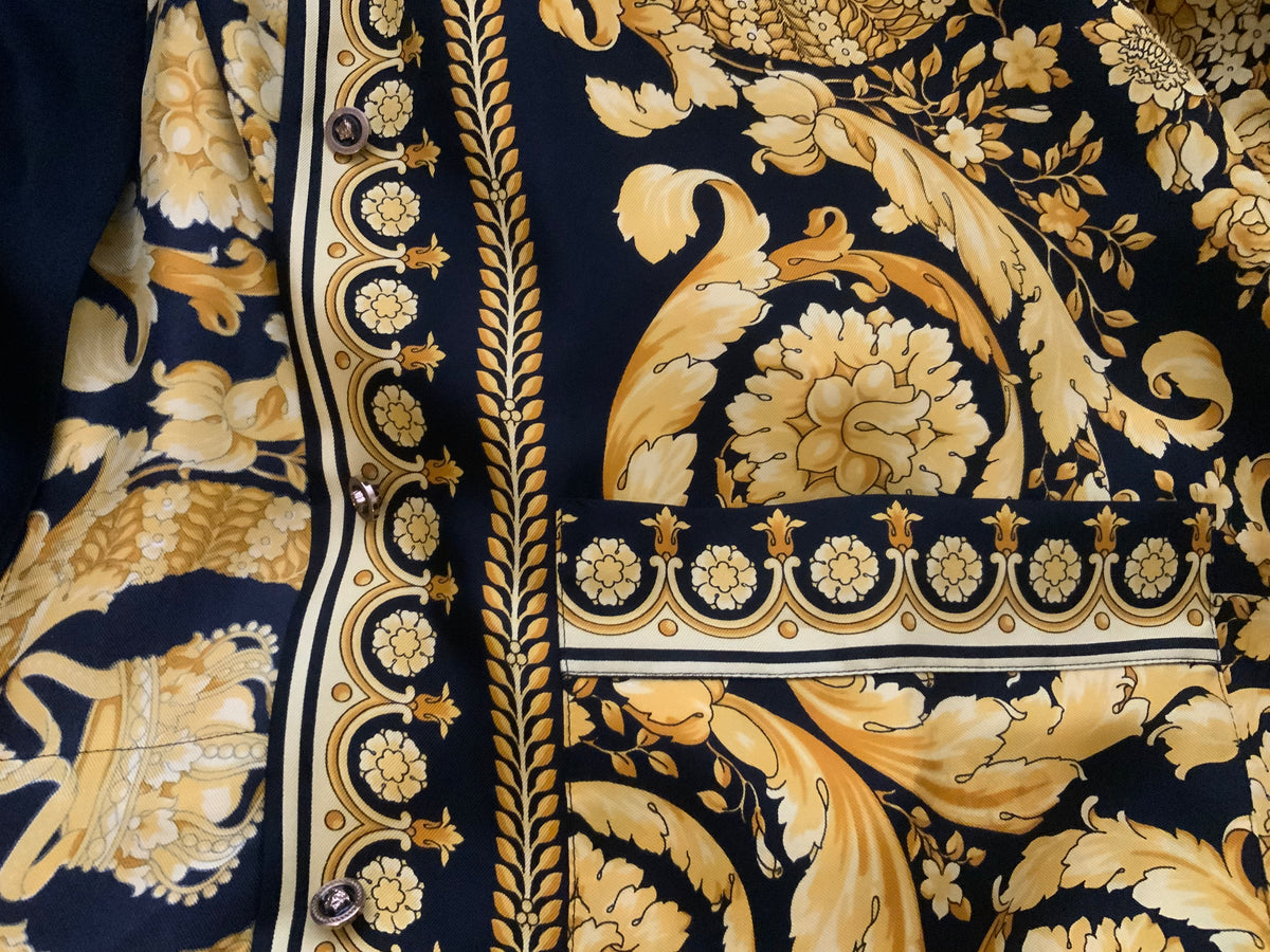 Versace Tribute Printed silk-twill Baroque-print Shirt and Pants Set Size I 40 S ladies