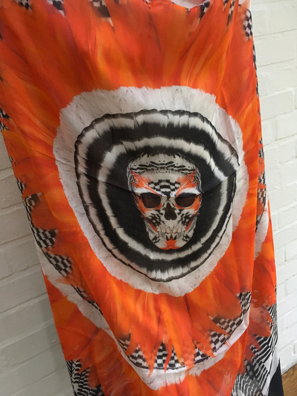ALEXANDER MCQUEEN KNITTED FEATHER SKULL PRINT SILK BLEND SCARF AMAZING Ladies