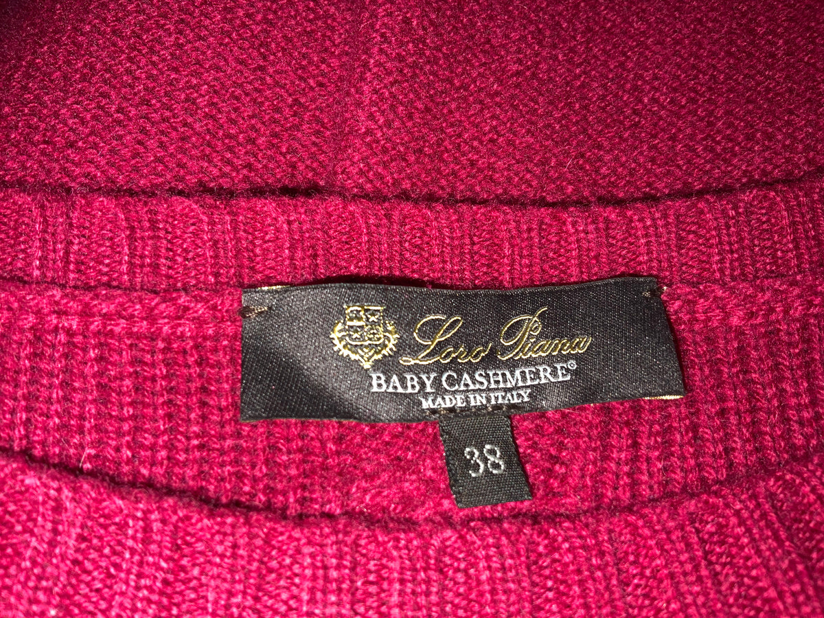 Loro Piana Cable Knit Pure Cashmere Sweater Jumper Size I 38 US 2 UK 6 XS ladies