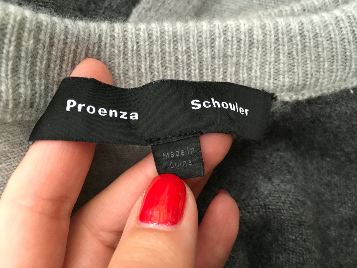 PROENZA SCHOULER Asymmetric Paneled Wool And Cashmere-blend Sweater In Grey Sz S Ladies