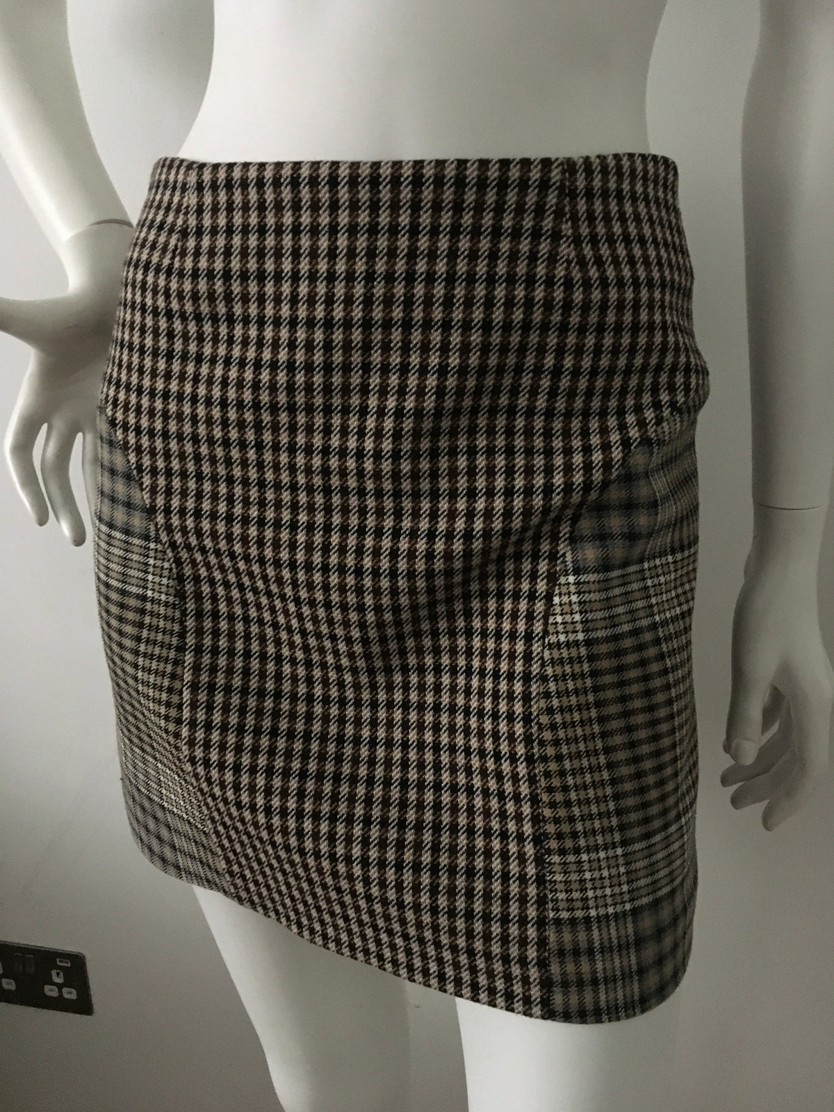Maje Joxy Prince Of Wales And Houndstooth-twill Mini Skirt Size F 38 UK 10 US 6 ladies