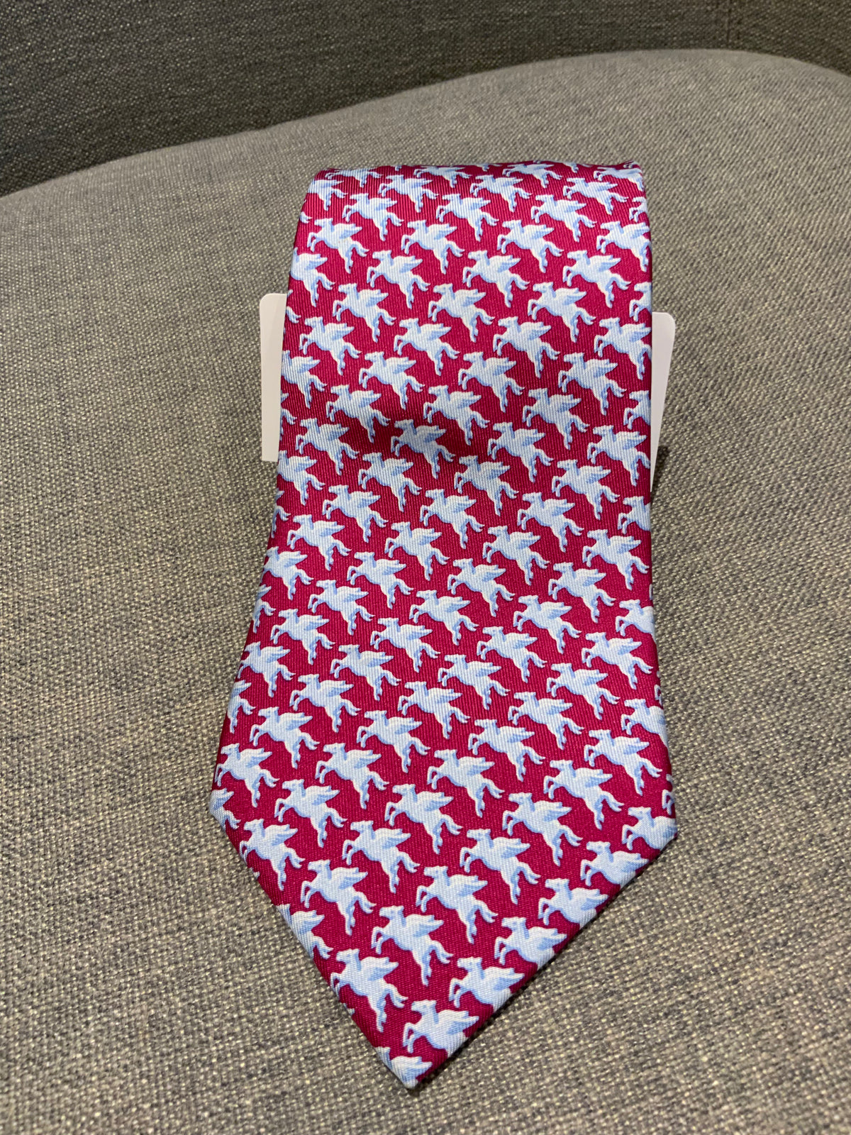 Hermès HERMES Paris Silk GREY SILK FLYING PEGASUS PRINT NECK TIE 5182 IA men