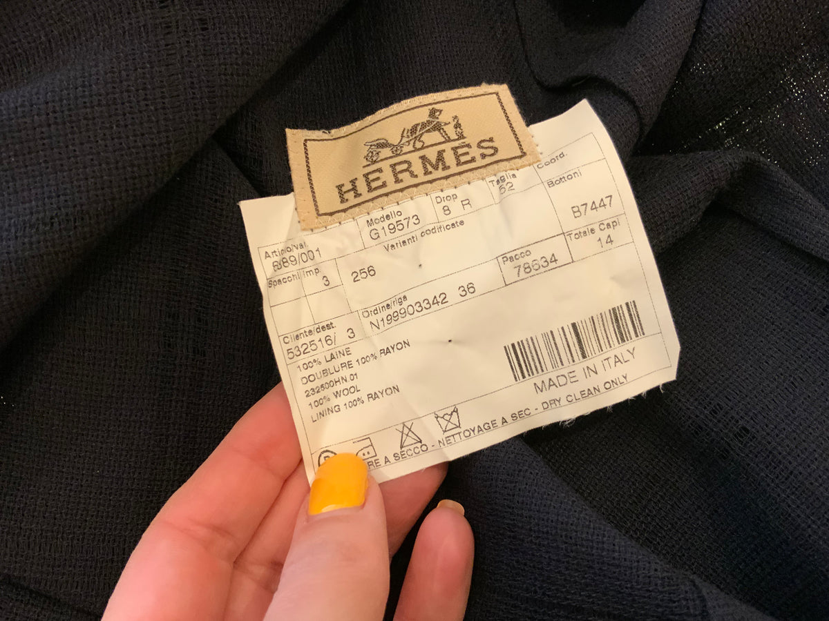 Hermès Hermes Paris Wool Navy Suit Jacket F 52 US 42 men