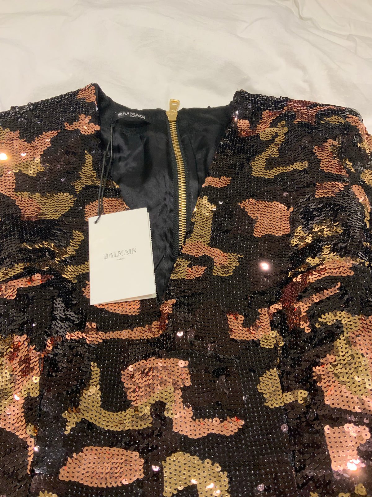 £3,940 SOLD OUT Balmain camouflage sequin Dress F 40 UK 12 US 8 ladies