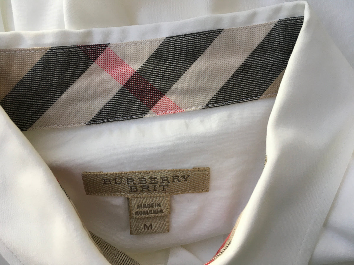 BURBERRY BRIT LONG SLEEVE BUTTON-UP WHITE SHIRT SIZE M MEDIUM Men