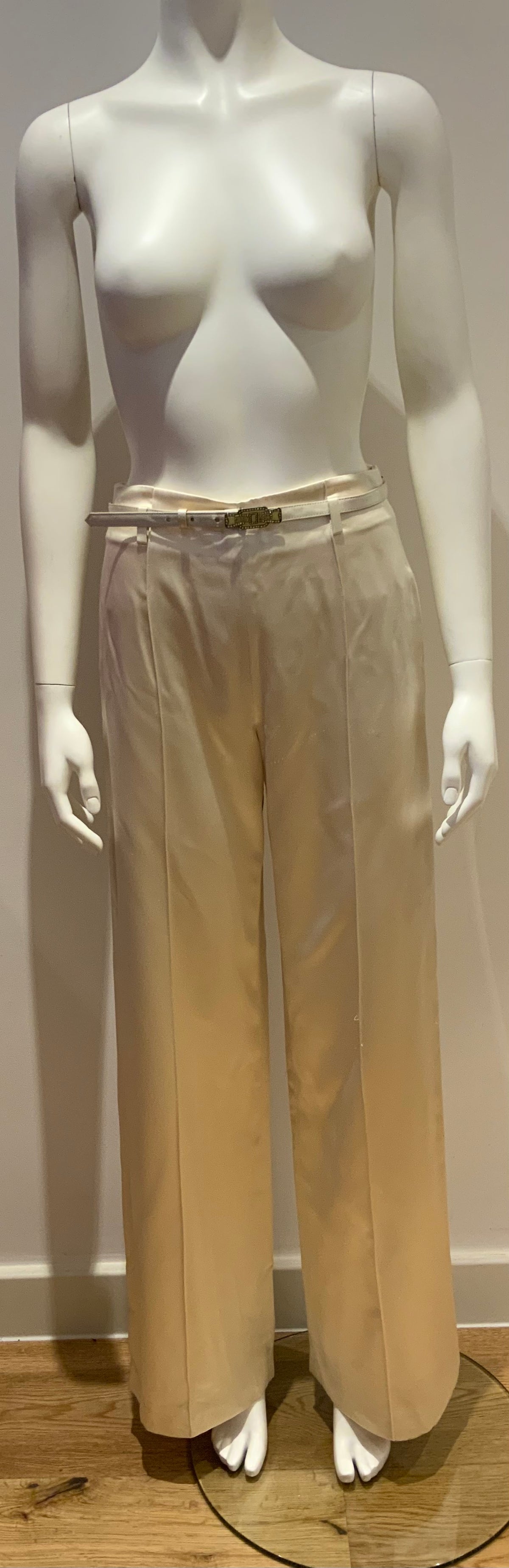 Ralph Lauren Black Label Silk Champagne Belted Pants Trousers Size S small ladies
