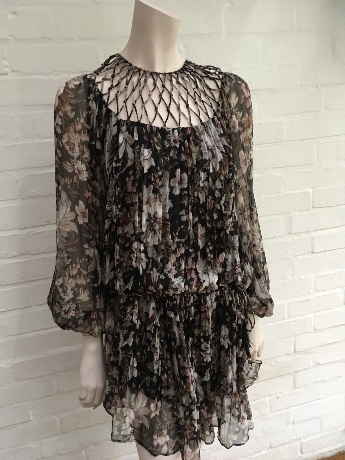 ZIMMERMANN gossamer lattice drawn silk dress Ladies