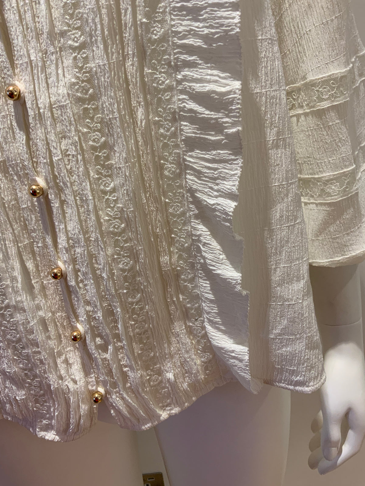 ZIMMERMANN MOST WANTED Whitewave Pin tuck lace-paneled silk Blouse SIZE 0 XS ladies