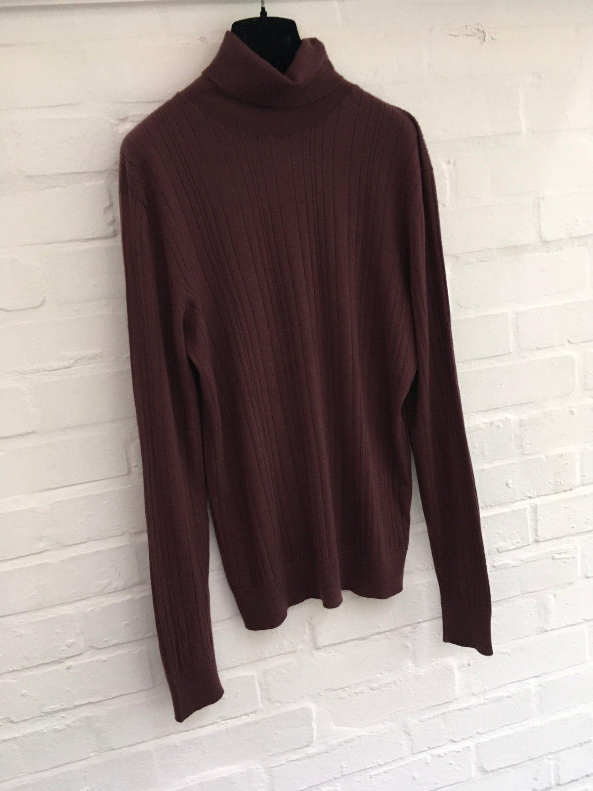 Hermes Hermès Paris Thin Knit Burgundy Turtleneck Sweater jumper SIZE L Large Men