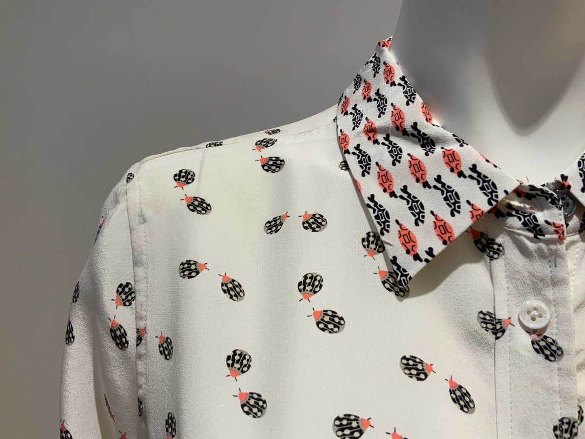 EQUIPMENT Slim Signature Ladybug Print Shirt BLOUSE SIZE S/P Small ladies