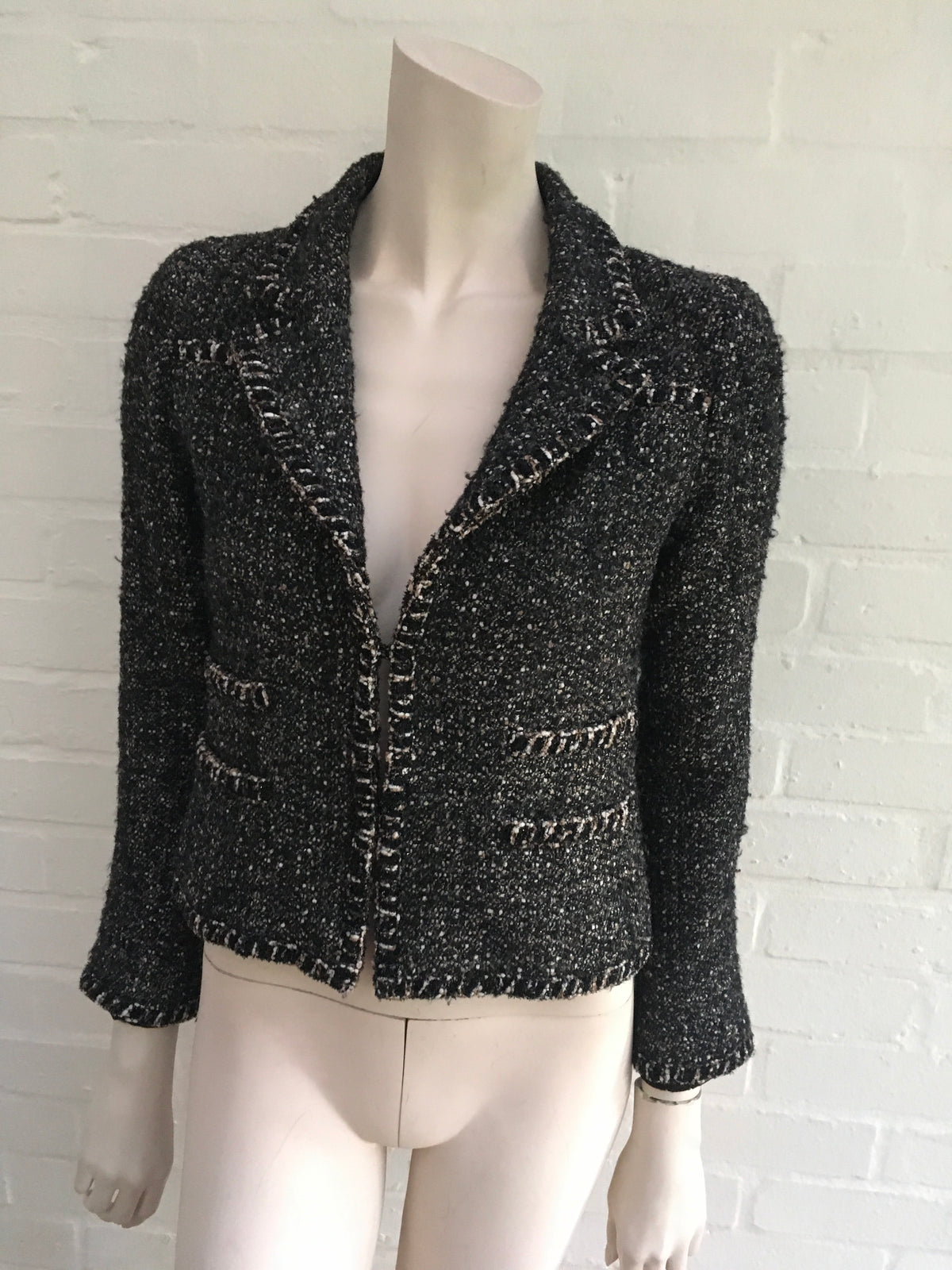 CHANEL Couture Lesage Shimmer Ribbon Tweed Blazer Jacket LADIES