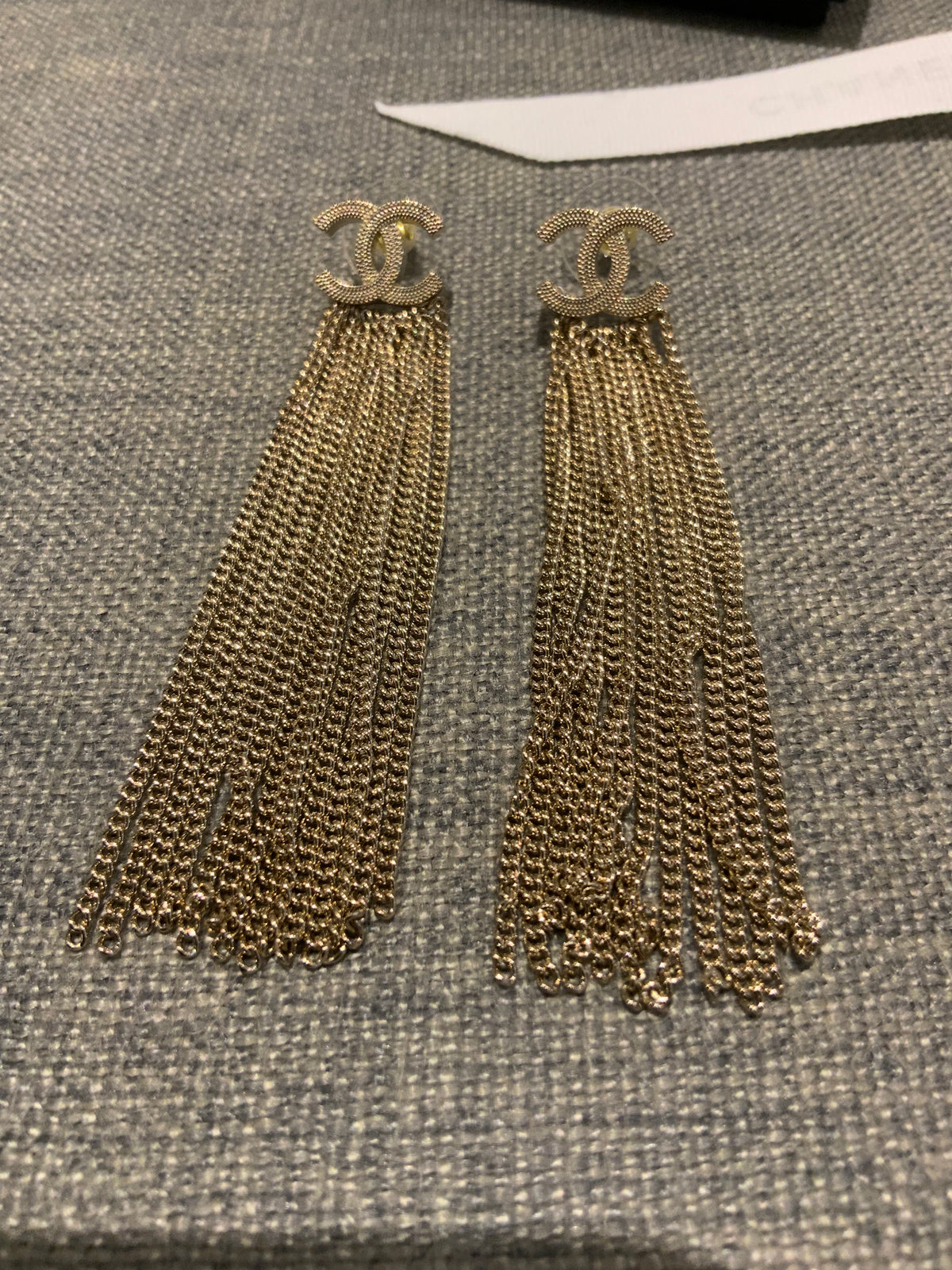 CHANEL 2022 A22 CC Multi Strand Chain Drop Earrings Gold Drop Earrings ladies