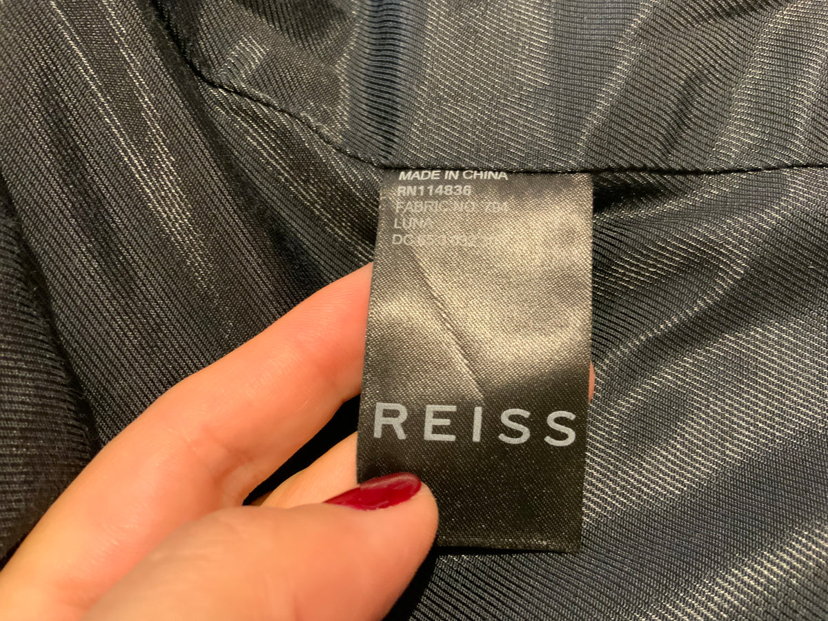 Reiss Womens Luna Belted Longline Wool Coat Navy Size UK 4 US 0 EU 32 ladies