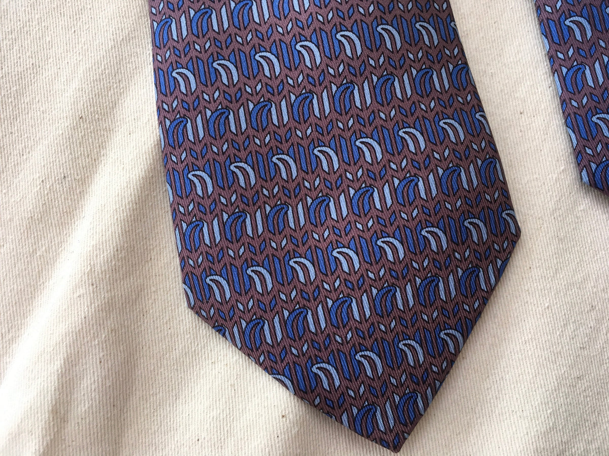 Hermès HERMES Paris Silk Blue Print Tie 7354 PA 100% AUTHENTIC Men