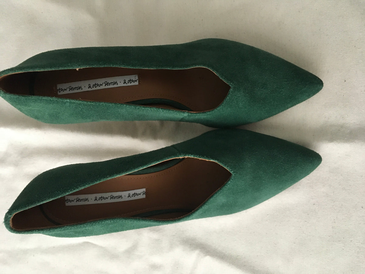 & Other Stories Los Angeles Green Suede Pumps Shoes EU 38 UK 5 US 8 ladies