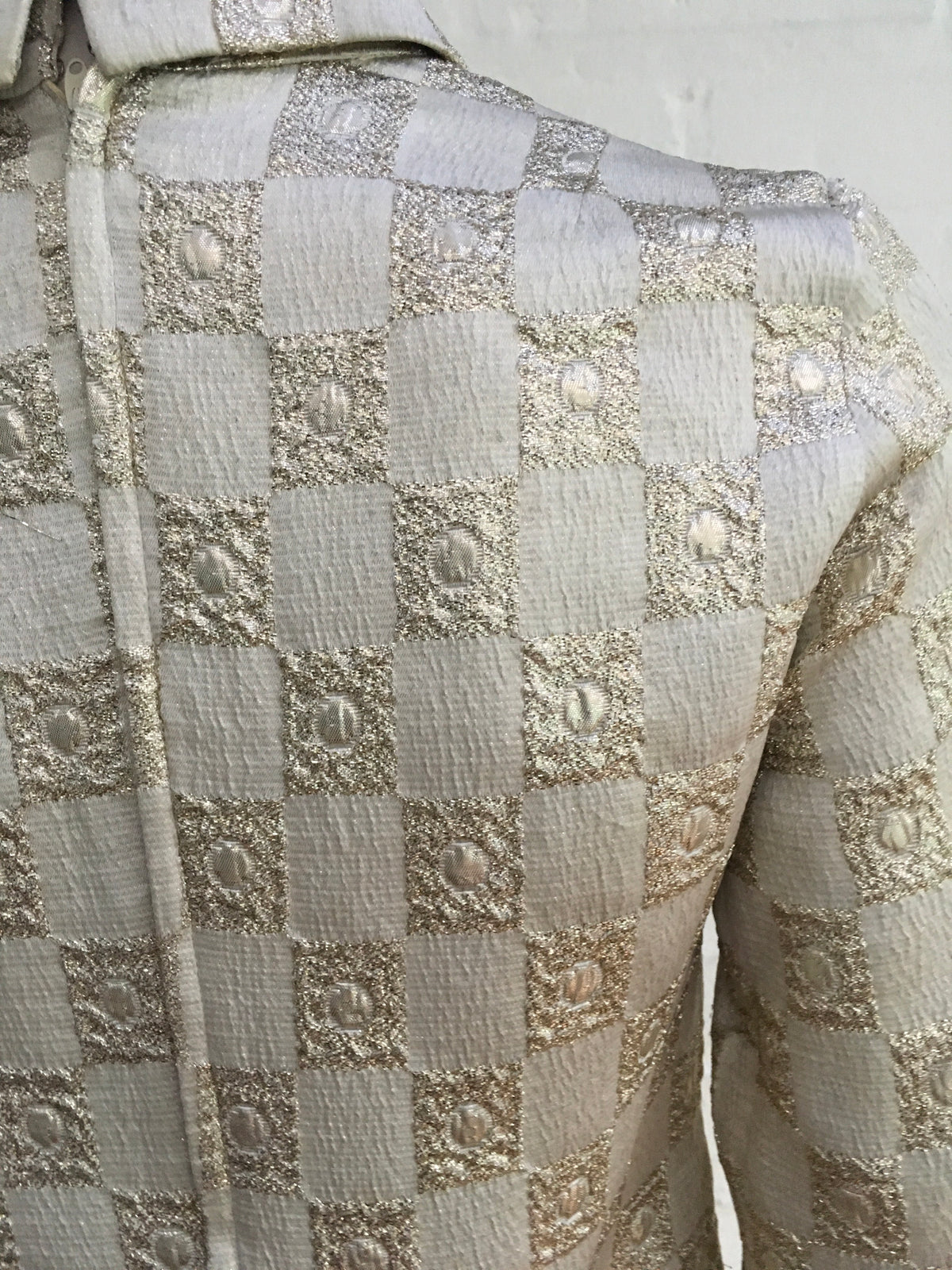 Vintage 1960's evening dress Polly Peck by Sybil Zelker Gold Jacquard Ladies