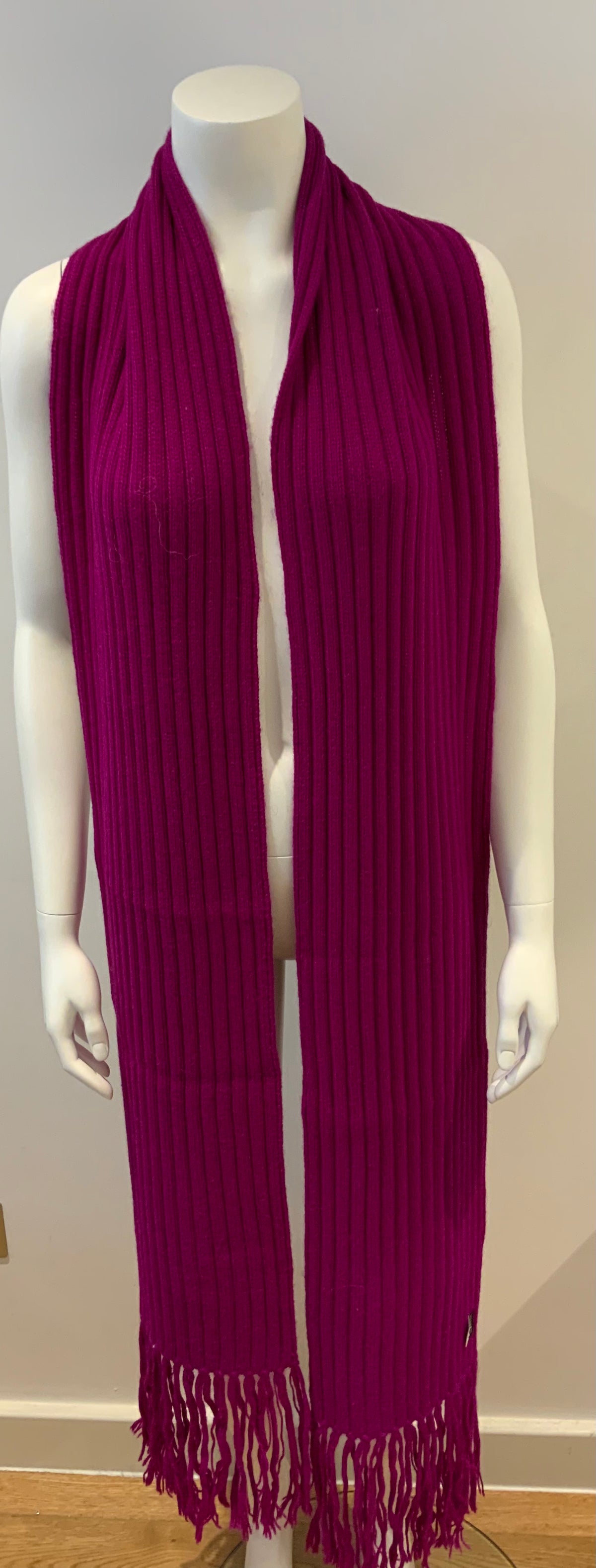 JOSEPH Women’s Long Pure Alpaca Knit Fuchsia Scarf Shawl 240 cm ladies