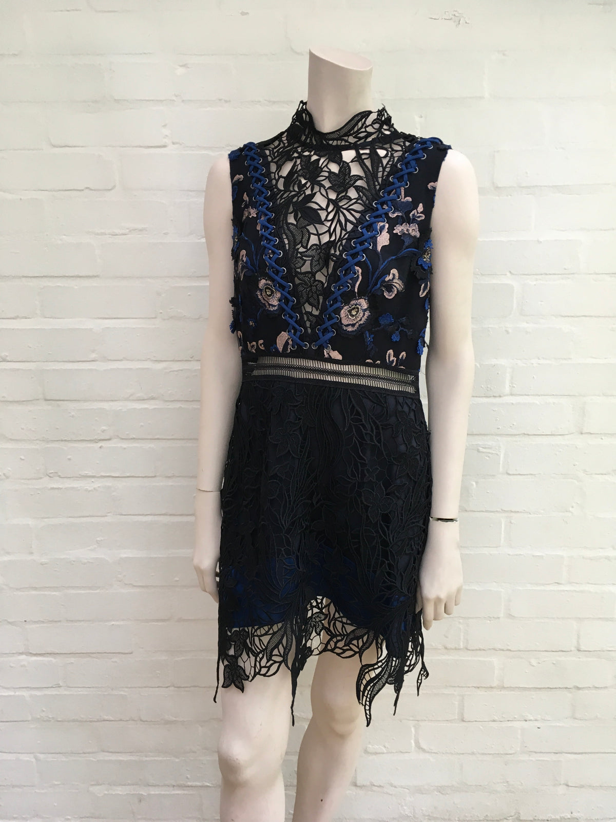 SELF-PORTRAIT Clementine lace black blue dress Ladies
