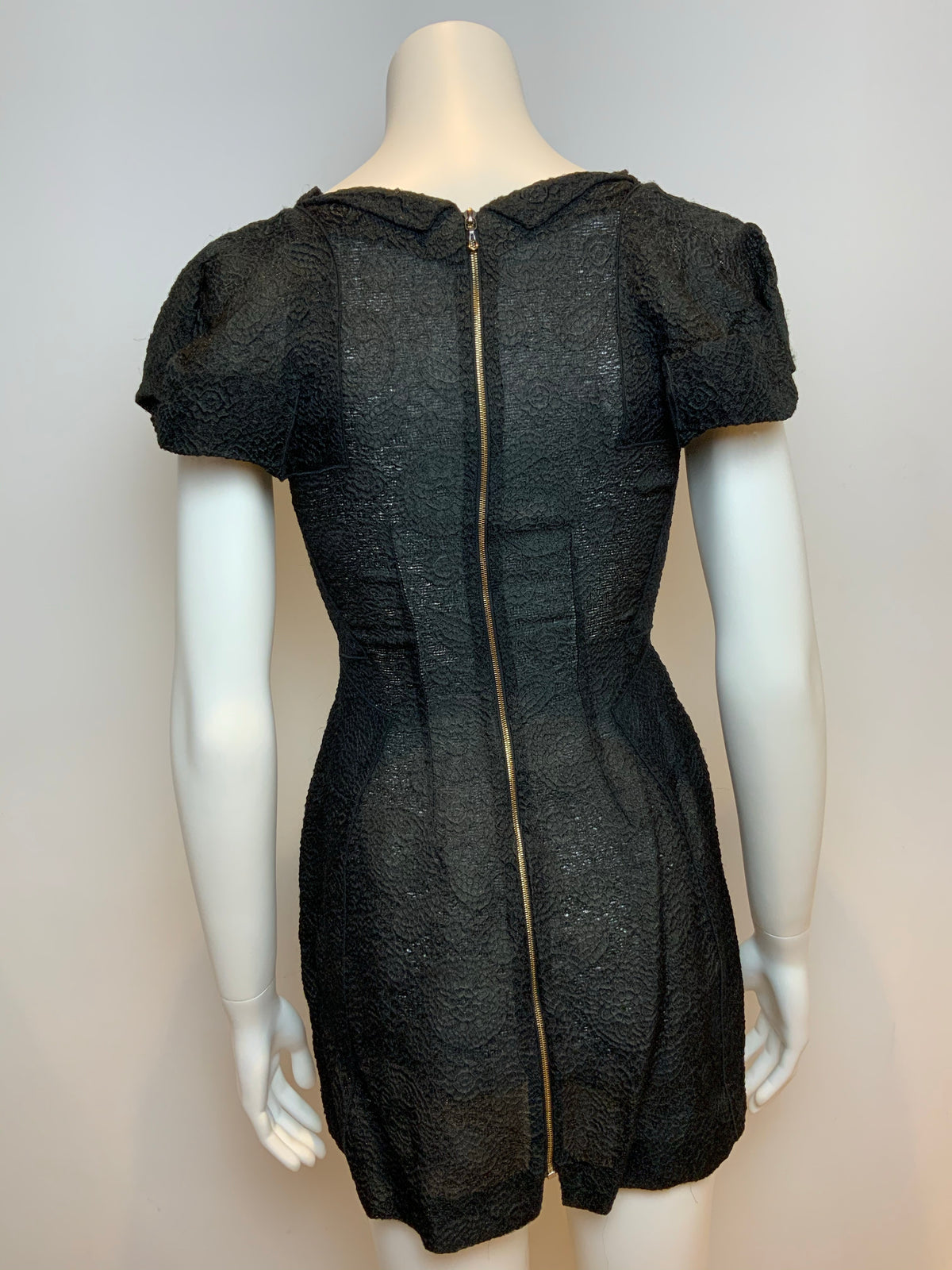 RUNAWAY Silk Organza Little Black Jacquard Dress Size 0 XXS ladies