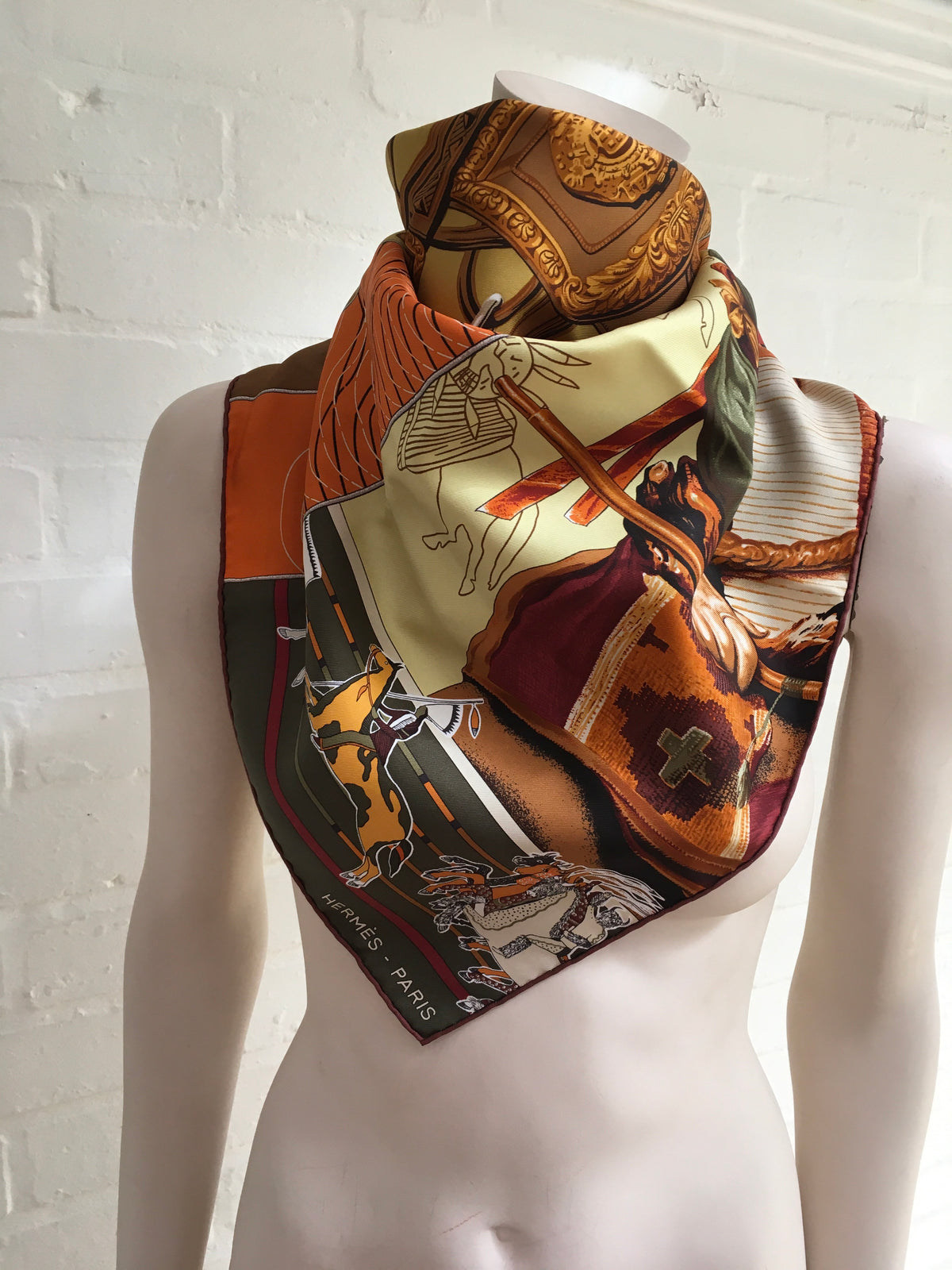 Hermès HERMES SCARF Carre en Carres 90cm Silk Twill Scarf ICONIC ladies