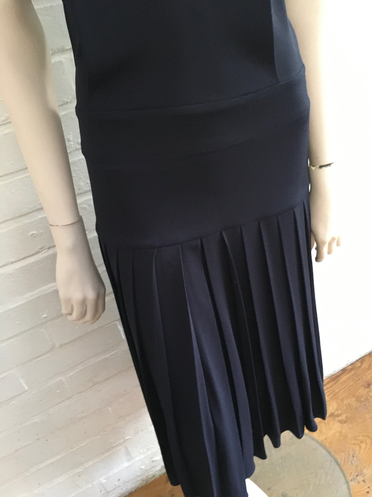 CHLOÉ Pleated Navy Midi Dress Ladies