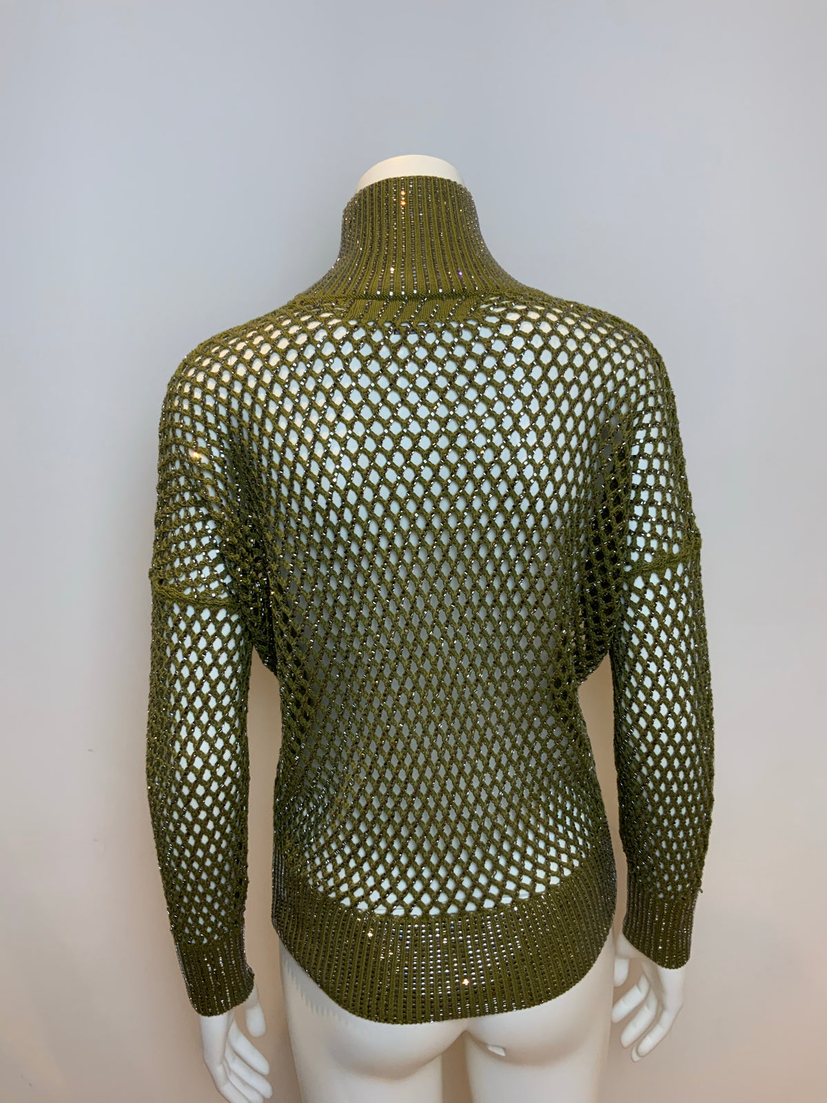 Ermanno Scervino Crystal embellished open knit Turtleneck Size I 38 UK 6 US 2 XS ladies