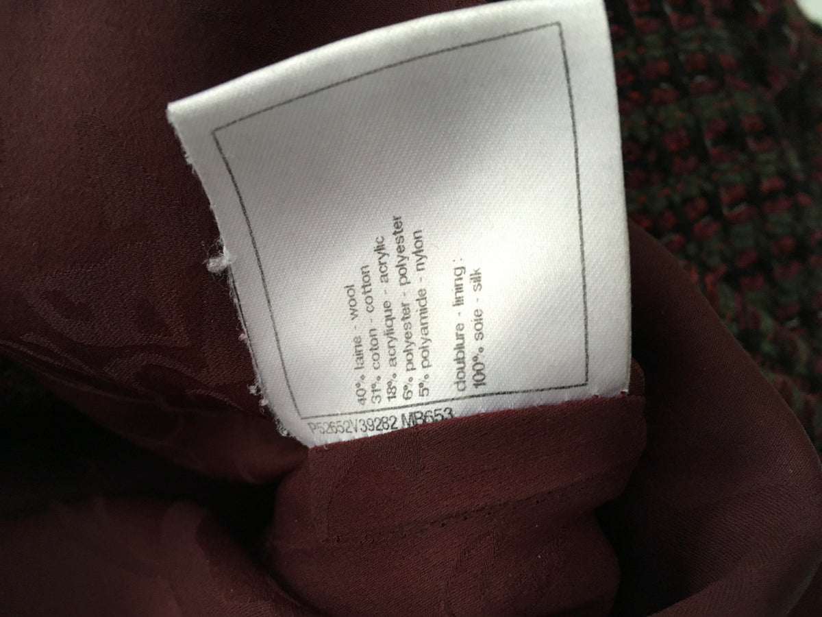 CHANEL Burgundy Fantasy Tweed Jacket 15K Blazer Ladies