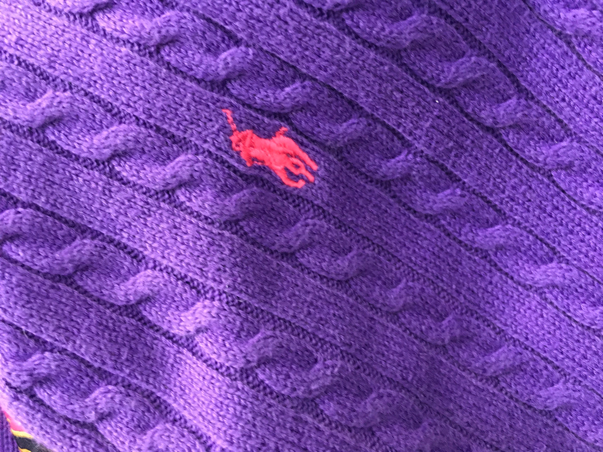 Ralph Lauren Polo purple cable knit sweater jumper 5 years old Children