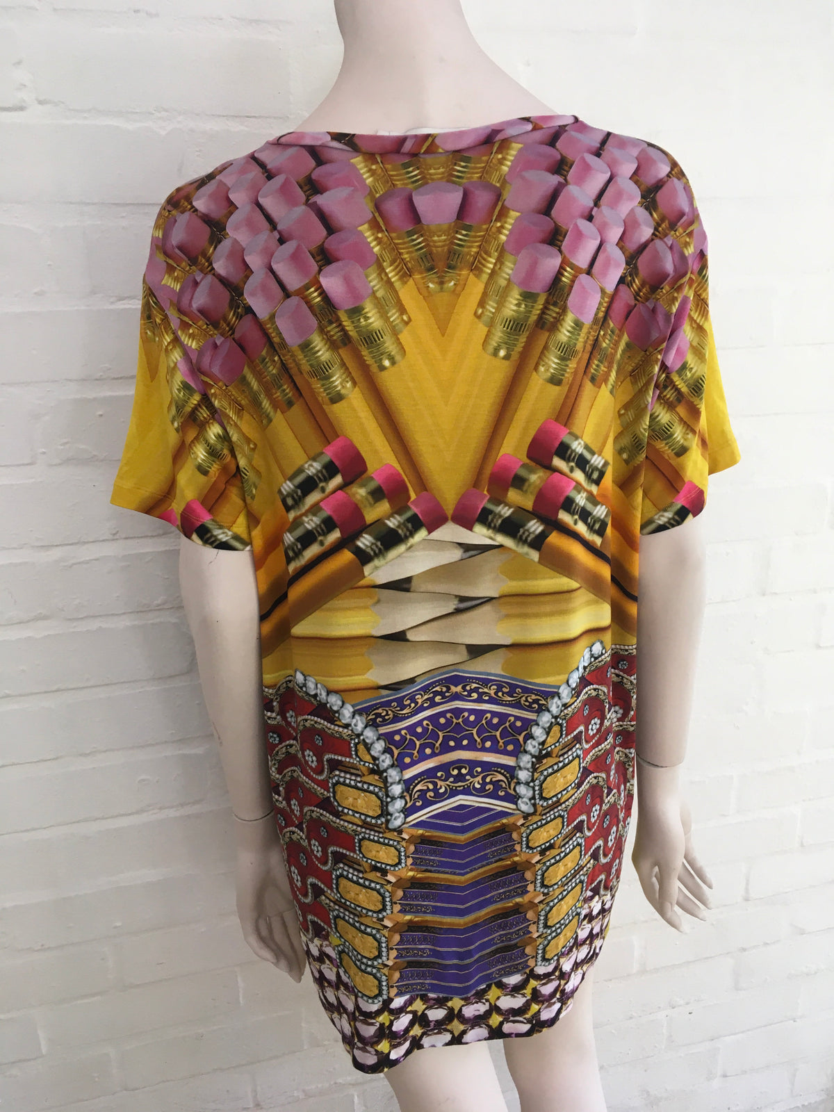 MARY KATRANTZOU Runaway Pencils Printed Short Sleeve T-shirt Size M medium ladies