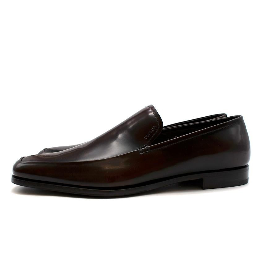 Prada Dark Brown Leather Loafers Casual Shoes Size US 8 42 men