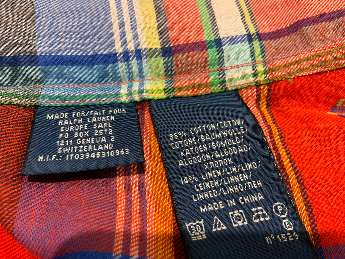 RALPH LAUREN Plaid Cotton Linen Shirt Size US 4 UK 8 S small ladies
