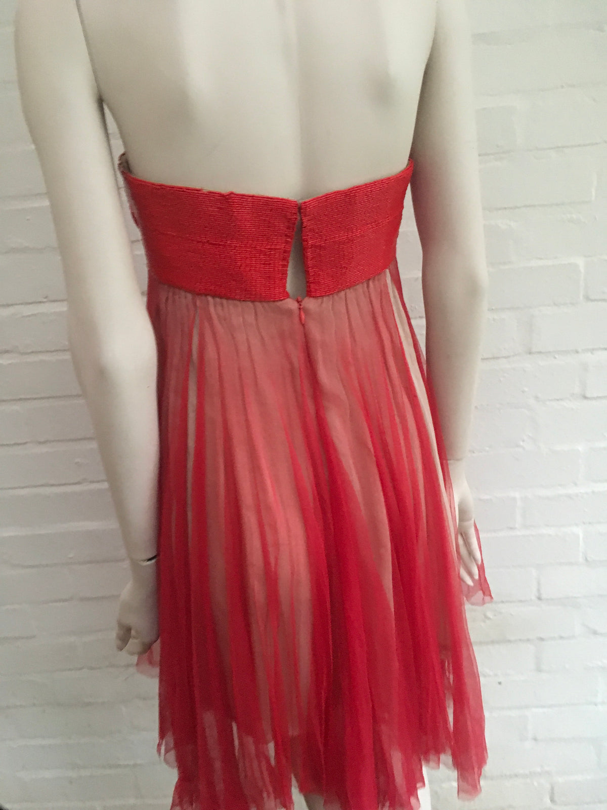 JASMINE DI MILO Red STRAPLESS HAND BEADED DRESS Ladies