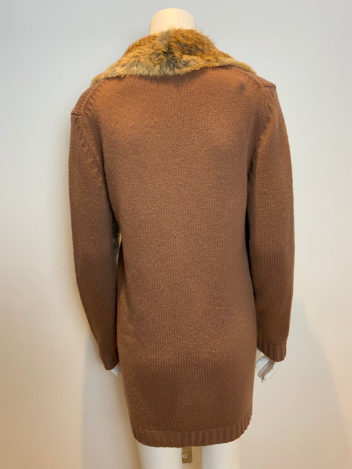 JOSEPH Women’s Cashmere & Wool Knit Cardigan Rabbit Fur Scarf Size M medium ladies