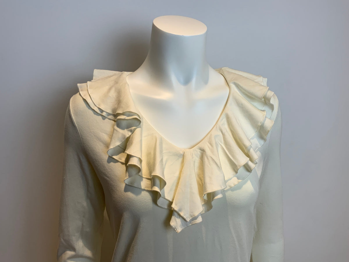 Lauren Ralph Lauren Ruffle front top with 3/4 sleeve top Size M medium ladies