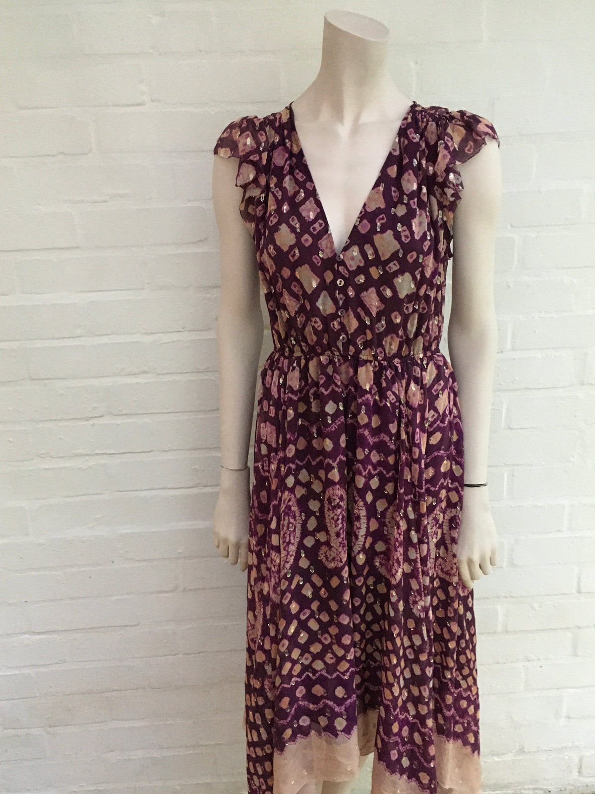 Ulla Johnson Aurelie Fil CoupÉ Midi Dress In Purple Size UK 8 US 4 ladies