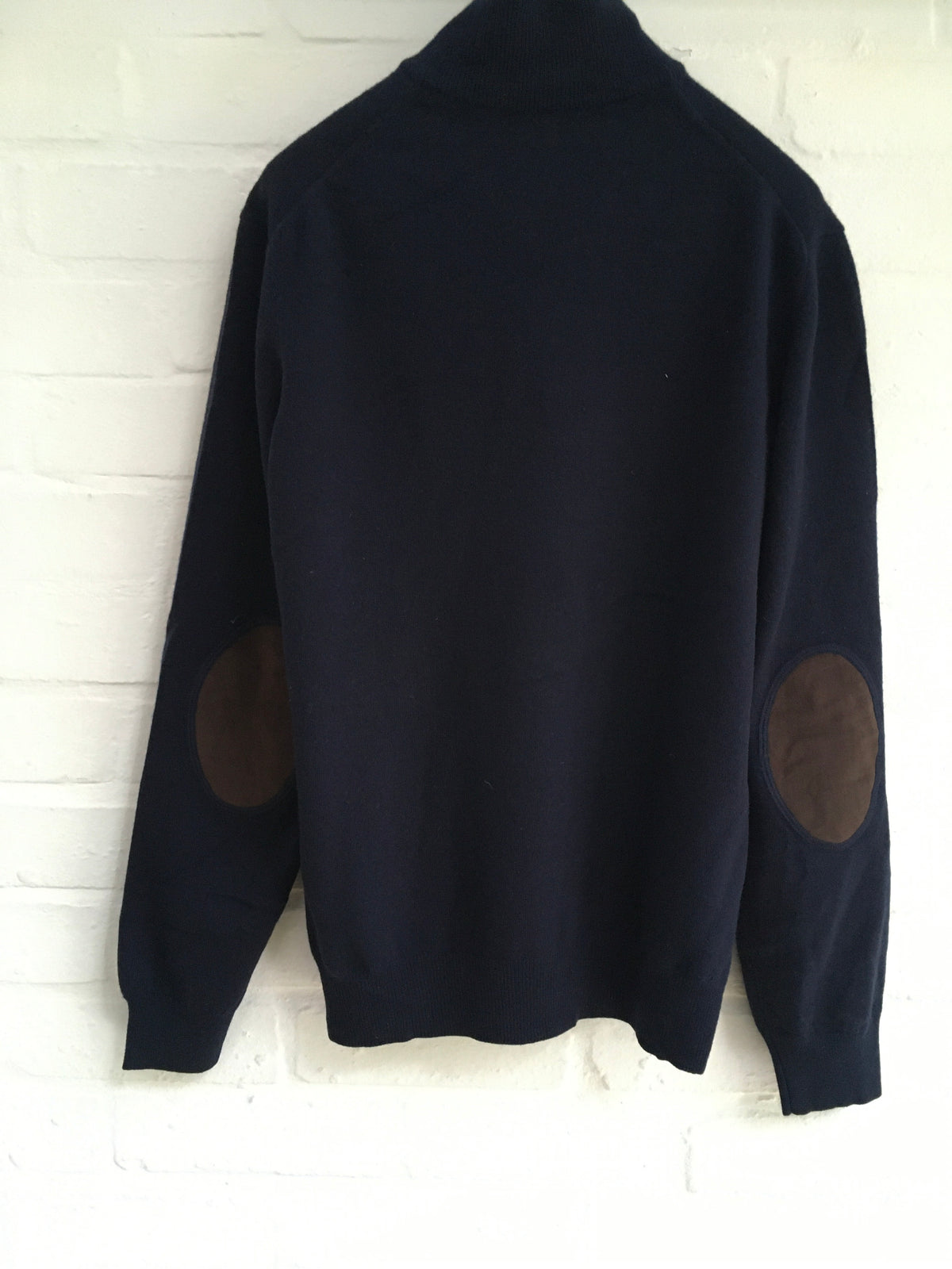 HACKETT LONDON NAVY CASHMERE WOOL KNIT HALF ZIP SWEATER JUMPER M MEDIUM Men