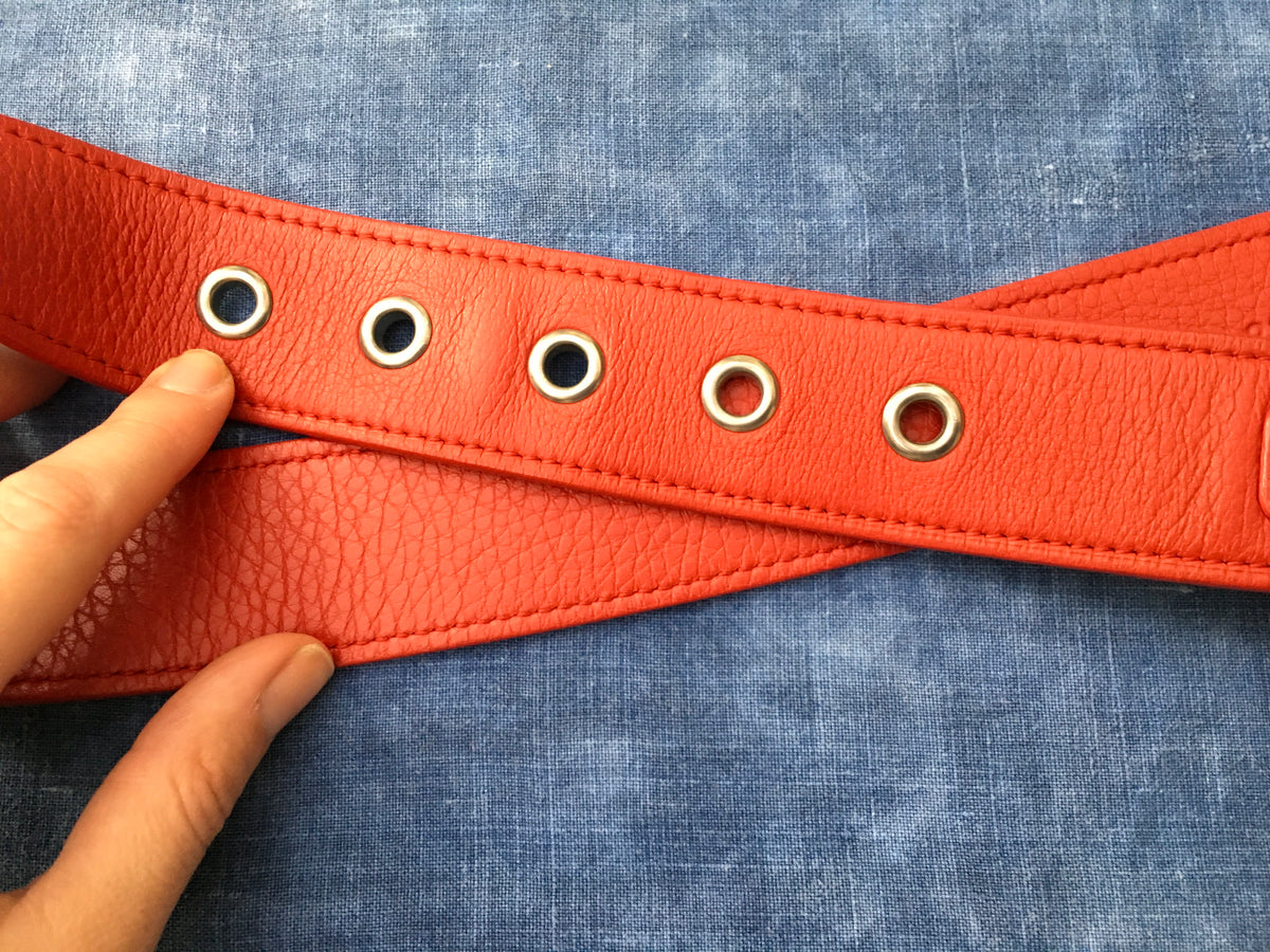 PRADA Red Leather Hip Belt Size 85 / 34 Ladies