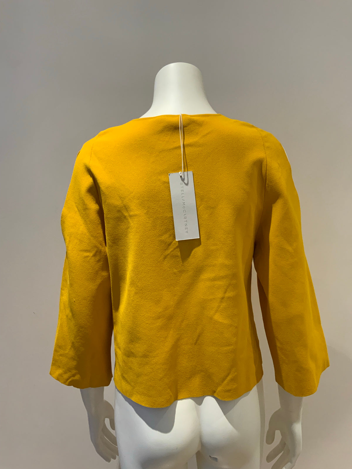 Stella McCartney cut out sleeve mustard yellow blouse Size I 40 S Small ladies