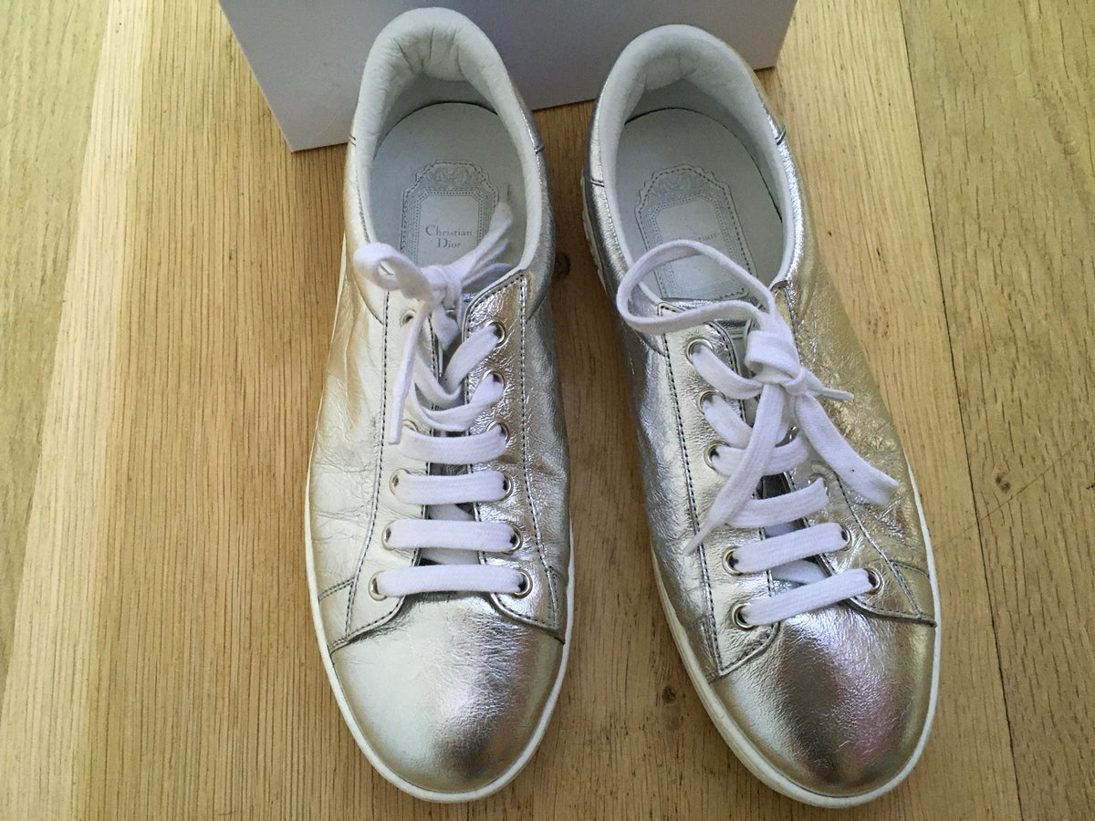 CHRISTIAN DIOR Silver Move Low-Top Sneakers Trainers Shoes Size 36 ladies
