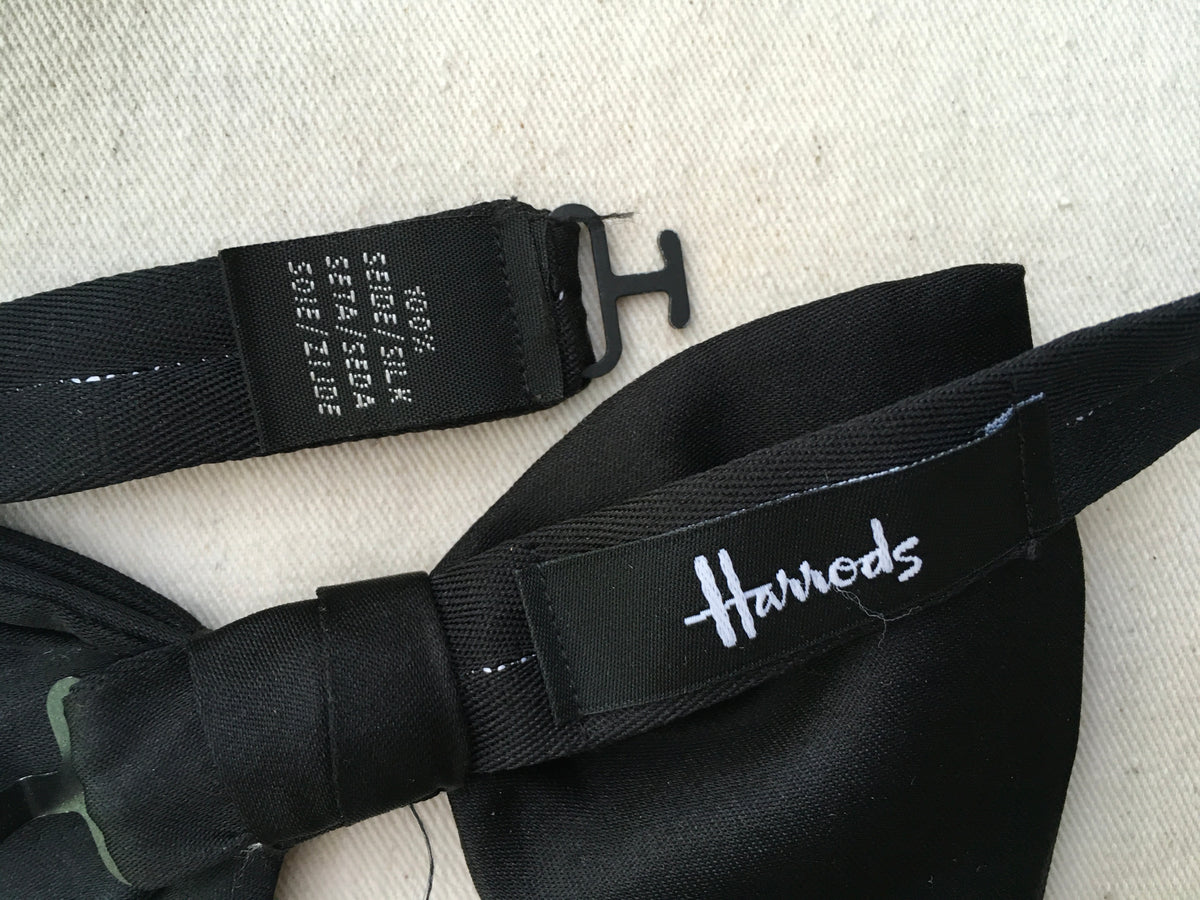 HARRODS OF LONDON BLACK SILK BOW TIE MEN