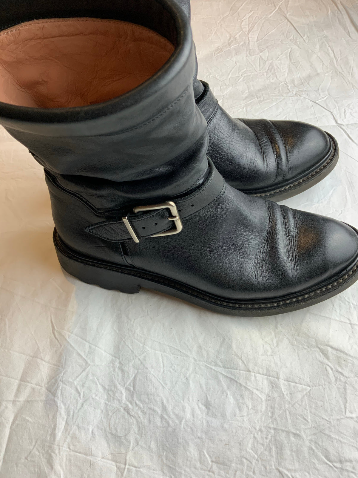 ROBERT CLERGERIE Black biker leather boots SIZE US 4 1/2 34.5 UK 1.5 ladies