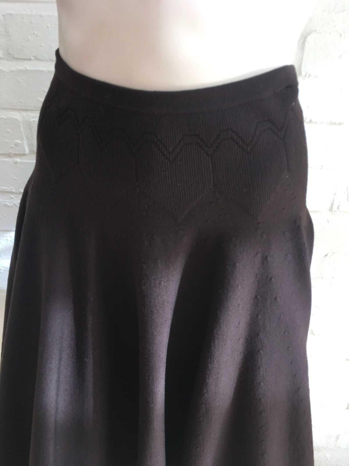AZZEDINE ALAÏA ALAIA BROWN KNITTED WOOL SKIRT SIZE S SMALL ladies